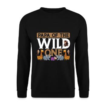 Papa Of The Wild One Birthday Zoo Theme Safari - Unisex Sweatshirt - black - Front - Alina (178cm) & Michal (187cm)