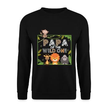 Papa Of The Wild One Birthday Zoo Theme Safari - Unisex Sweatshirt - black - Front - Alina (178cm) & Michal (187cm)