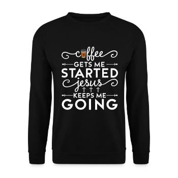 Le café me fait avancer, Jésus me fait avancer - Sweat-shirt Unisexe - noir - Devant - Alina (178cm) & Michal (187cm)