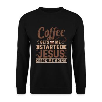 Le café me fait avancer, Jésus me fait avancer - Sweat-shirt Unisexe - noir - Devant - Alina (178cm) & Michal (187cm)
