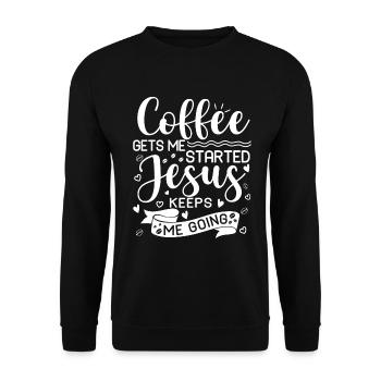 Le café me fait avancer, Jésus me fait avancer - Sweat-shirt Unisexe - noir - Devant - Alina (178cm) & Michal (187cm)