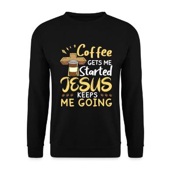 Le café me fait avancer, Jésus me fait avancer - Sweat-shirt Unisexe - noir - Devant - Alina (178cm) & Michal (187cm)
