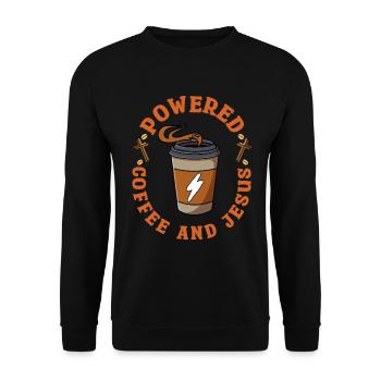 Powered By Coffee And Jesus - Unisex Sweatshirt - black - Front - Alina (178cm) & Michal (187cm)