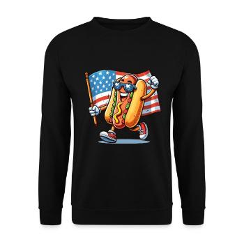 Hot Dog America USA American Flag Funny - Unisex Sweatshirt - black - Front - Alina (178cm) & Michal (187cm)