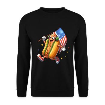 Hot Dog National Hot Dog Day America USA Funny - Unisex Sweatshirt - black - Front - Alina (178cm) & Michal (187cm)