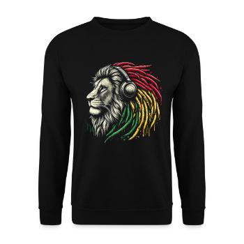 Lion jamaïcain Reggae Root Lion Judah Rasta - Sweat-shirt Unisexe - noir - Devant - Alina (178cm) & Michal (187cm)