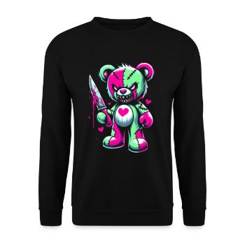 Pastell Goth Teddybär Horror Gruselig Beängstigend - Unisex Pullover - Schwarz - Vorne - Alina (178cm) & Michal (187cm)