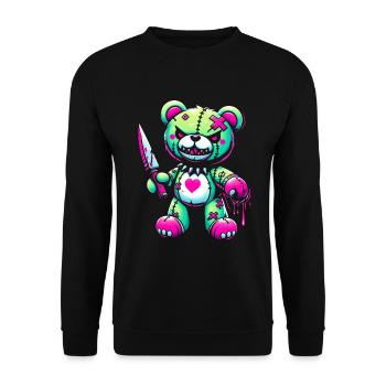 Pastell Goth Teddybär Horror Gruselig Beängstigend - Unisex Pullover - Schwarz - Vorne - Alina (178cm) & Michal (187cm)