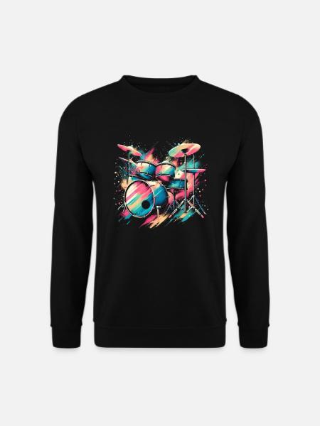 Buntes Abstraktes Drum Set Drummer Drumming - Unisex Pullover - Schwarz