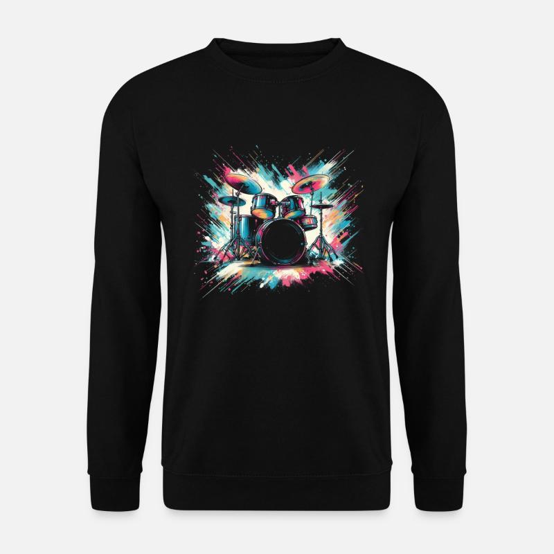 Buntes Abstraktes Drum Set Drummer Drumming - Unisex Pullover - Schwarz