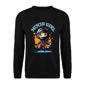 Ninja Girl Drôle Fête D’anniversaire Bday Girl - Sweat-shirt Unisexe - noir - Devant - Alina (178cm) & Michal (187cm)