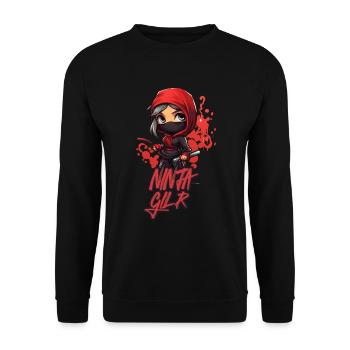 Ninja Girl Drôle Fête D’anniversaire Bday Girl - Sweat-shirt Unisexe - noir - Devant - Alina (178cm) & Michal (187cm)