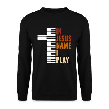 Klavier Christliche Musik Jesus Pianist Gott - Unisex Pullover - Schwarz - Vorne - Alina (178cm) & Michal (187cm)