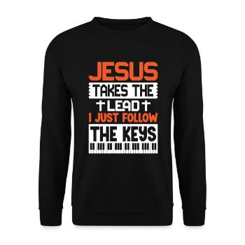 Klavier Christliche Musik Jesus Pianist Gott - Unisex Pullover - Schwarz - Vorne - Alina (178cm) & Michal (187cm)
