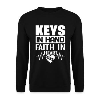 Klavier Christliche Musik Jesus Pianist Gott - Unisex Pullover - Schwarz - Vorne - Alina (178cm) & Michal (187cm)