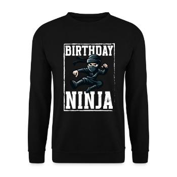 Birthday Ninja Birthday Party Theme Bday Ninja - Unisex Sweatshirt - black - Front - Alina (178cm) & Michal (187cm)