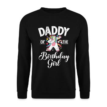 Papa Des Geburtstagsmädchens Einhorn Bday - Unisex Pullover - Schwarz - Vorne - Alina (178cm) & Michal (187cm)