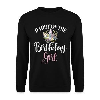 Papa Des Geburtstagsmädchens Einhorn Bday - Unisex Pullover - Schwarz - Vorne - Alina (178cm) & Michal (187cm)