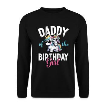 Papa Des Geburtstagsmädchens Einhorn Bday - Unisex Pullover - Schwarz - Vorne - Alina (178cm) & Michal (187cm)