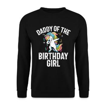 Papa Des Geburtstagsmädchens Einhorn Bday - Unisex Pullover - Schwarz - Vorne - Alina (178cm) & Michal (187cm)