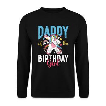 Papa Des Geburtstagsmädchens Einhorn Bday - Unisex Pullover - Schwarz - Vorne - Alina (178cm) & Michal (187cm)