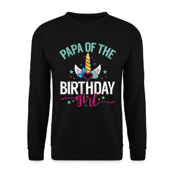 Papa Des Geburtstagsmädchens Einhorn Bday - Unisex Pullover - Schwarz - Vorne - Alina (178cm) & Michal (187cm)