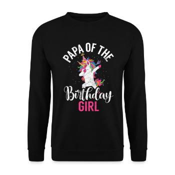 Papa Des Geburtstagsmädchens Einhorn Bday - Unisex Pullover - Schwarz - Vorne - Alina (178cm) & Michal (187cm)