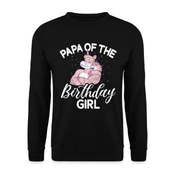 Papa Des Geburtstagsmädchens Einhorn Bday - Unisex Pullover - Schwarz - Vorne - Alina (178cm) & Michal (187cm)