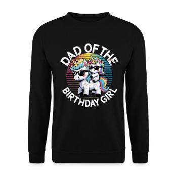 Papa Des Geburtstagsmädchens Einhorn Bday - Unisex Pullover - Schwarz - Vorne - Alina (178cm) & Michal (187cm)