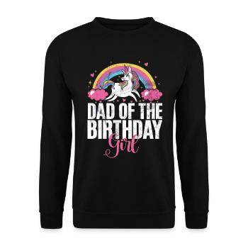 Papa Des Geburtstagsmädchens Einhorn Bday - Unisex Pullover - Schwarz - Vorne - Alina (178cm) & Michal (187cm)