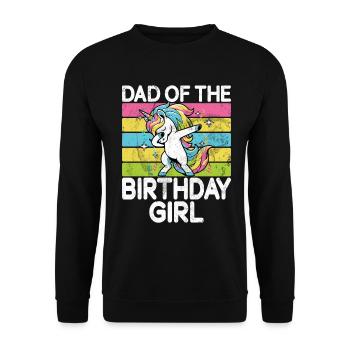 Papa Des Geburtstagsmädchens Einhorn Bday - Unisex Pullover - Schwarz - Vorne - Alina (178cm) & Michal (187cm)