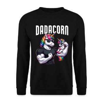 Dadacorn Unicorn Dad Dad Father's Day Daughter - Unisex Sweatshirt - black - Front - Alina (178cm) & Michal (187cm)