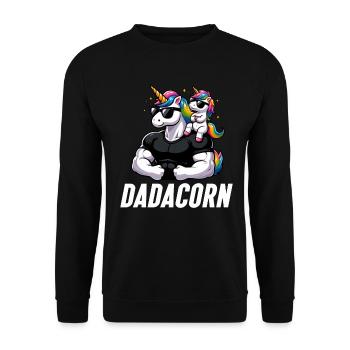 Dadacorn Einhorn Papa Papa Vatertag Tochter - Unisex Pullover - Schwarz - Vorne - Alina (178cm) & Michal (187cm)