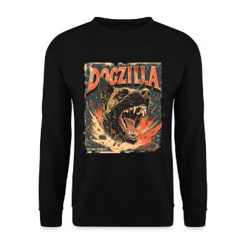 Deutscher Schäferhund Dogzilla - Unisex Pullover - Schwarz - Vorne - Alina (178cm) & Michal (187cm)