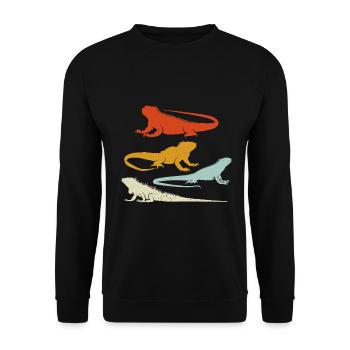 Iguanische Reptilienliebhaber Herpetologe - Unisex Pullover - Schwarz - Vorne - Alina (178cm) & Michal (187cm)