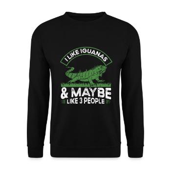 Iguanische Reptilienliebhaber Herpetologe - Unisex Pullover - Schwarz - Vorne - Alina (178cm) & Michal (187cm)