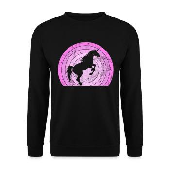 Einhorn -Retro -Einhorn Mythischer Kreatur Einhorn - Unisex Pullover - Schwarz - Vorne - Alina (178cm) & Michal (187cm)