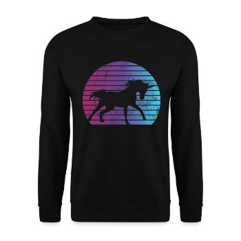 Einhorn -Retro -Einhorn Mythischer Kreatur Einhorn - Unisex Pullover - Schwarz - Vorne - Alina (178cm) & Michal (187cm)