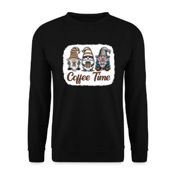 Gnome drôle & Amateur de café Café des nains de jardin - Sweat-shirt Unisexe - noir - Devant - Alina (178cm) & Michal (187cm)