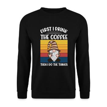 Gnome drôle & Amateur de café Café des nains de jardin - Sweat-shirt Unisexe - noir - Devant - Alina (178cm) & Michal (187cm)