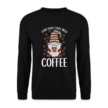 Gnome drôle & Amateur de café Café des nains de jardin - Sweat-shirt Unisexe - noir - Devant - Alina (178cm) & Michal (187cm)