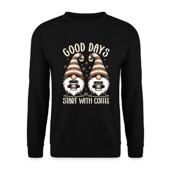 Gnome drôle & Amateur de café Café des nains de jardin - Sweat-shirt Unisexe - noir - Devant - Alina (178cm) & Michal (187cm)