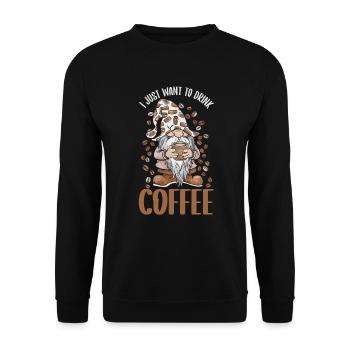 Gnome drôle & Amateur de café Café des nains de jardin - Sweat-shirt Unisexe - noir - Devant - Alina (178cm) & Michal (187cm)