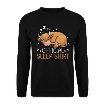 Official Sleeping House Highland Cow PJ Sleeping - Unisex Sweatshirt - black - Front - Alina (178cm) & Michal (187cm)