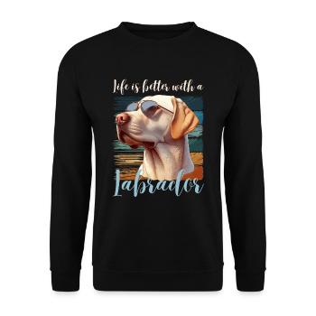 Labrador Retriever Hund Frauchen Herrchen Wauwau - Unisex Pullover - Schwarz - Vorne - Alina (178cm) & Michal (187cm)