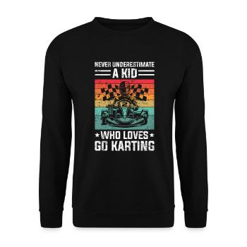 Go Kart Racing Kart -Fahrer -Enthusiast -Kartier - Unisex Pullover - Schwarz - Vorne - Alina (178cm) & Michal (187cm)