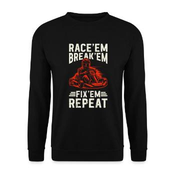 Go Kart Racing Kart -Fahrer -Enthusiast -Kartier - Unisex Pullover - Schwarz - Vorne - Alina (178cm) & Michal (187cm)