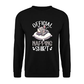 Official Sleeping House Rhino PJ Sleeping Nickering - Unisex Sweatshirt - black - Front - Alina (178cm) & Michal (187cm)