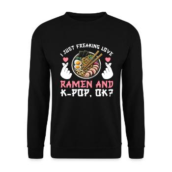 Ramen- Und K-Pop-Waren Kawaii Finger Herz - Unisex Pullover - Schwarz - Vorne - Alina (178cm) & Michal (187cm)