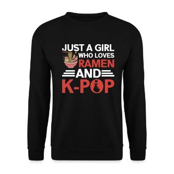 Ramen- Und K-Pop-Waren Kawaii Finger Herz - Unisex Pullover - Schwarz - Vorne - Alina (178cm) & Michal (187cm)